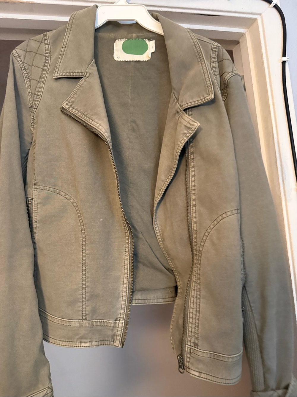 Anthropologie Green Moto Jacket